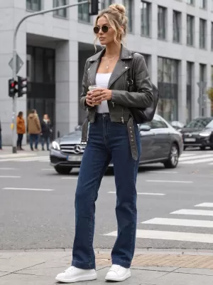 Ženske hlače DSTREET UY3099 MORNARSKO MODRA