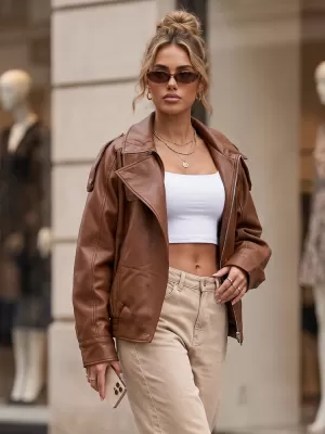 Ženska jakna DSTREET TY6065 RJAVA