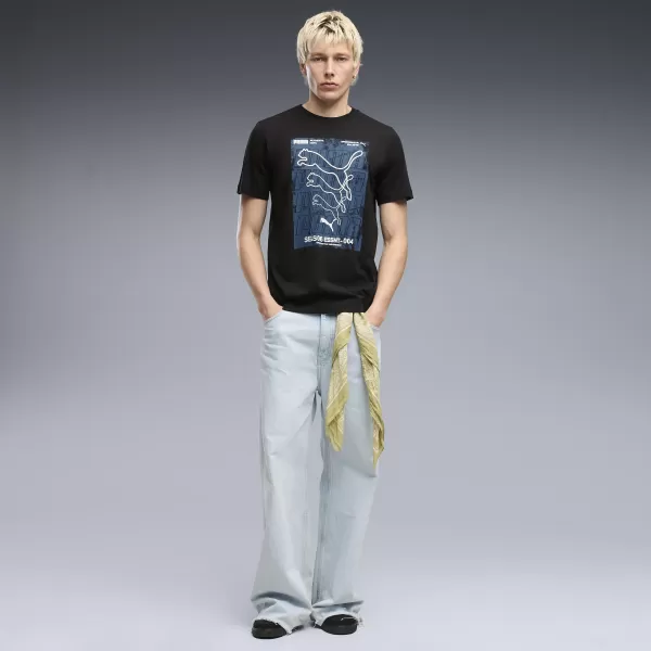  Moška majica s kratkimi rokavi PUMA GRAPHICS BOX TEE 69436601 ČRNA PUMA 