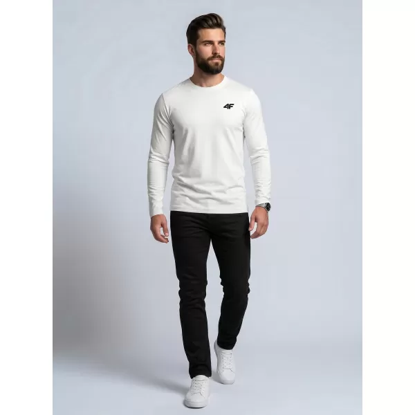  Moška majica z dolgimi rokavi 4F WMM00TLONM611 BELA 