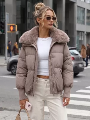 Ženska jakna DSTREET TY5820 RJAVA