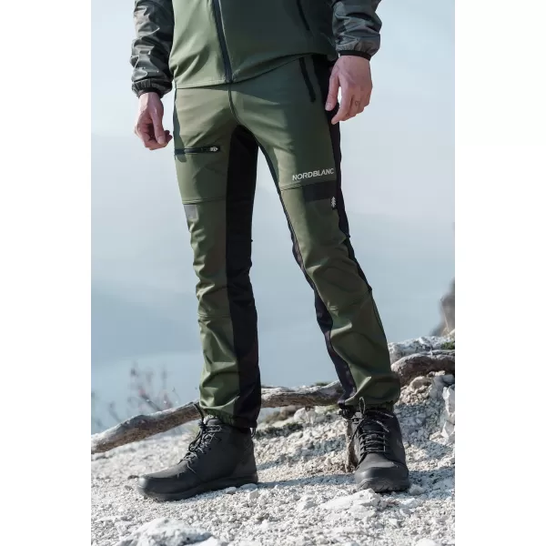  Moške nepremočljive hlače za več športov NORDBLANC RIDGEWALK NBSPM8325 TEMNO ZELENA 