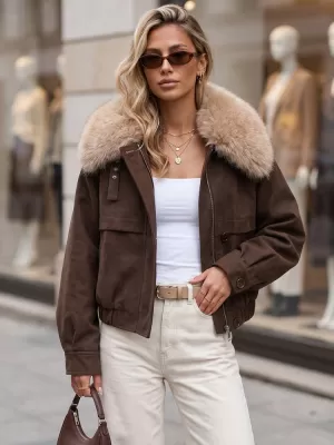 Ženska jakna DSTREET TY5694 RJAVA