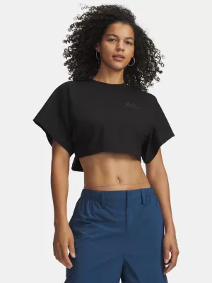 Ženska majica s kratkimi rokavi UNDER ARMOUR CROPPED SCRIPT SS TEE 6009677-008 ČRNA