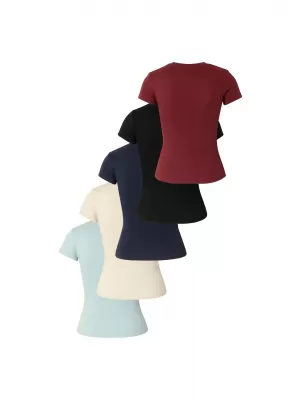 Ženska majica s kratkimi rokavi URBAN CLASSICS TB8569C-23656 ČRNA/TEMNO OPEČNATO RDEČA/ZAMOLKLO MODRA/BELA PEŠČENA/POLNOČNO MODR