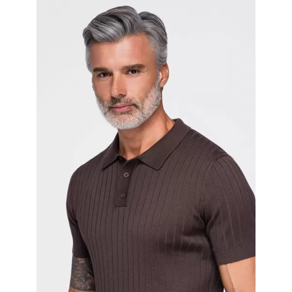  Moška polo majica OMBRE OM-POSS-0180 SVETLO RJAVA 