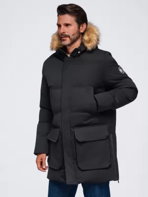 Moška parka OMBRE OM-JALJ-0310 ČRNA