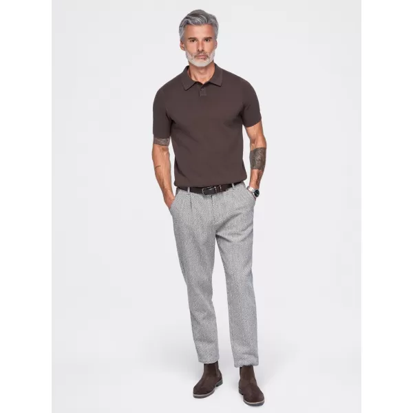  Moška polo majica OMBRE OM-POSS-0178 TEMNO RJAVA 