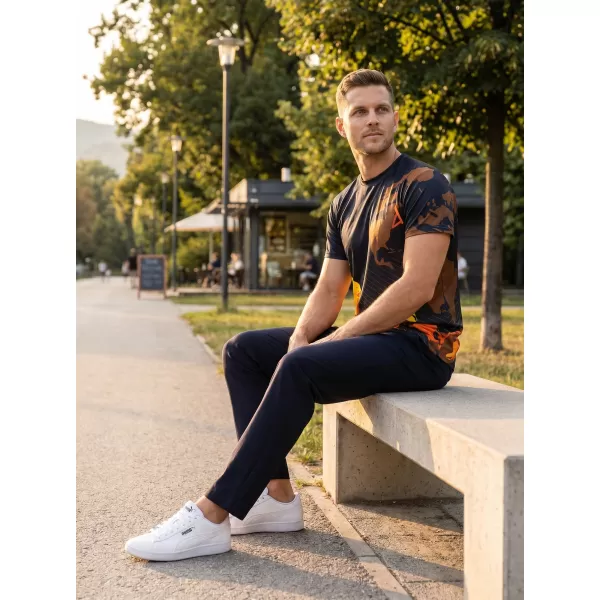  Moška vrhunska majica za prosti čas ALTISPORT VOJ/ALM130TR06 ČRNO-ORANŽNA 
