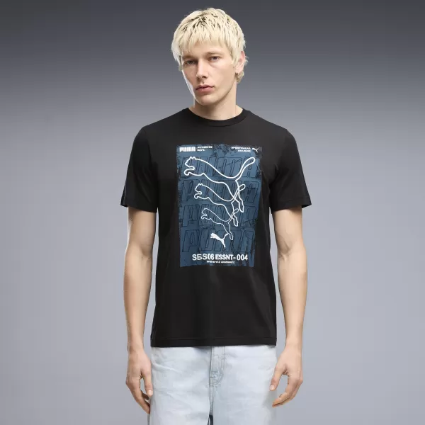  Moška majica s kratkimi rokavi PUMA GRAPHICS BOX TEE 69436601 ČRNA PUMA 