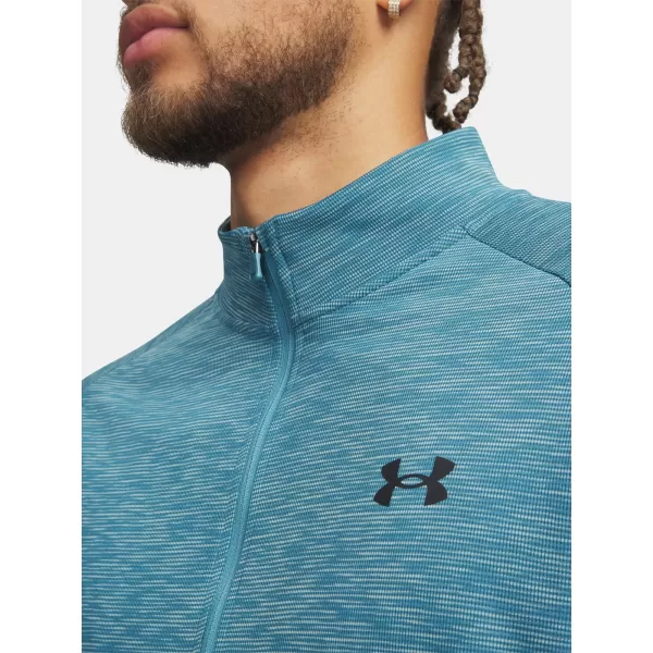  Moška majica s kratkimi rokavi UNDER ARMOUR TECH TEXTURED 1/2 ZIP 1382797-466 MODRA 