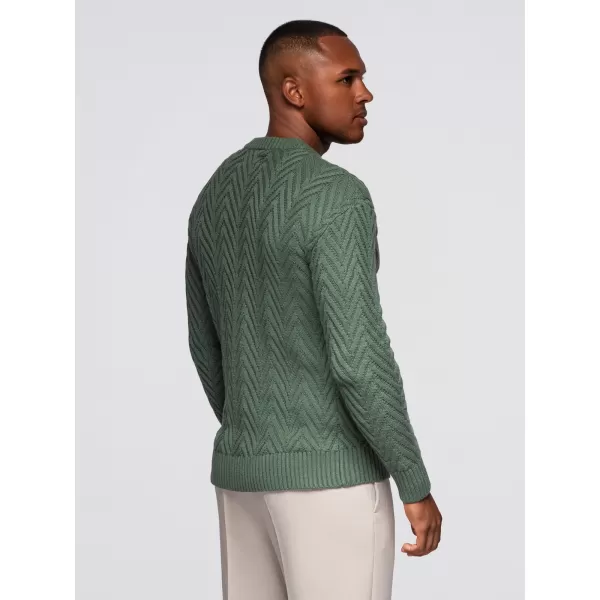  Moški pulover OMBRE OM-SWSW-0190 ZAMOLKLO ZELENA 