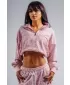 Pulover z zadrgo in leopardjim potiskom NEBBIA PRIMAL 866 ROZA LEOPARD