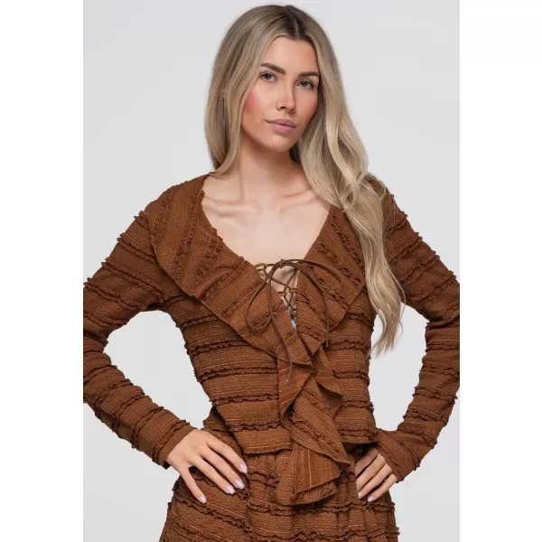  Ženska bluza OMBRE OW-TS-E0067 SVETLO RJAVA 