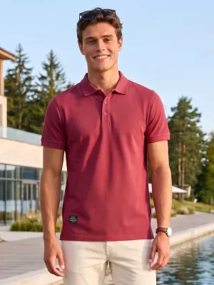 Moška majica s kratkimi rokavi z ovratnikom ALTISPORT NP/ALMST90601 BORDO