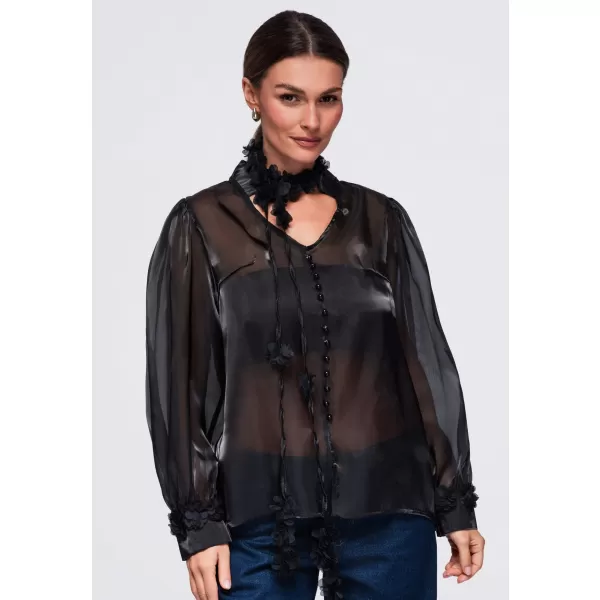  Ženska bluza OMBRE OW-TS-E0086 ČRNA 