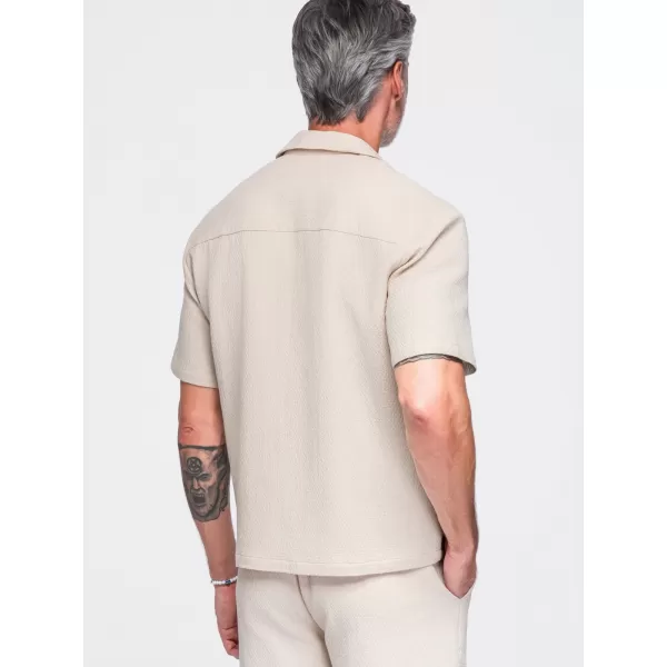  Moška srajca OMBRE OM-SHSS-0220 UMAZANO BELA 