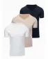 Moška majica s kratkimi rokavi OMBRE OM-TSBS-0281 BELA/PEŠČENA/MORNARSKO MODRA