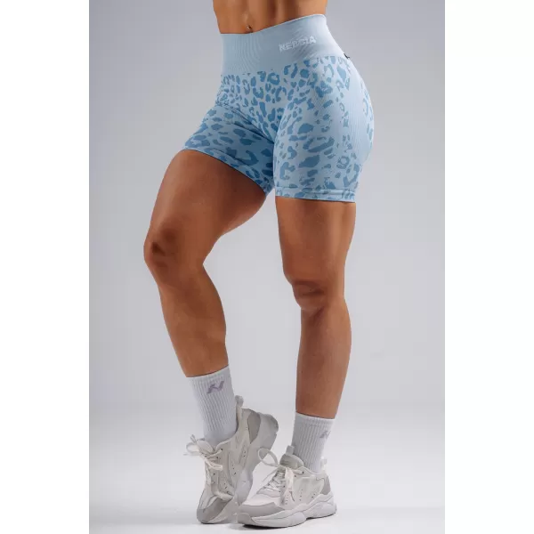  Kompresijske push-up kratke hlače z leopardjim potiskom NEBBIA PRIMAL 856 MODRI LEOPARD 