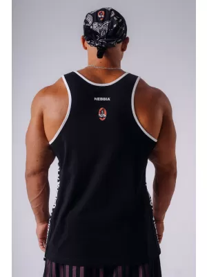 Moške majice brez rokavov NEBBIA OLYMPIA MUSCLE BACK STRINGER 948 ČRNA