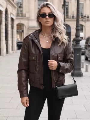 Ženska jakna DSTREET TY5877 RJAVA