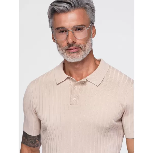  Moška polo majica OMBRE OM-POSS-0180 BEŽ 