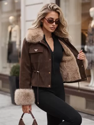 Ženska jakna DSTREET TY5705 RJAVA