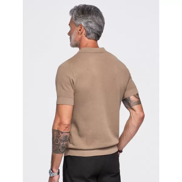  Moška polo majica OMBRE OM-POSS-0178 SVETLO RJAVA 