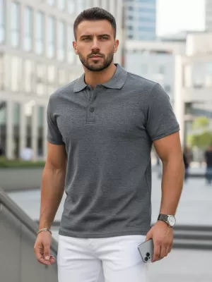 Moška majica s kratkimi rokavi z ovratnikom DSTREET PX0509 TEMNO SIVA