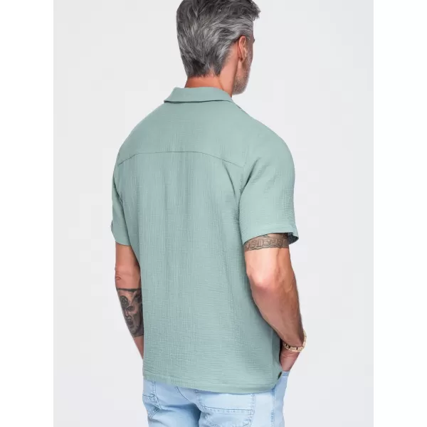  Moška srajca OMBRE OM-SHSS-0223 PASTELNO ZELENA 