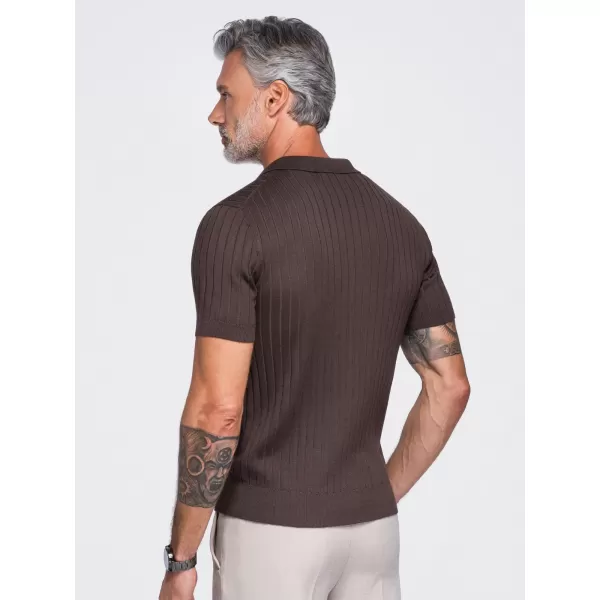  Moška polo majica OMBRE OM-POSS-0180 SVETLO RJAVA 