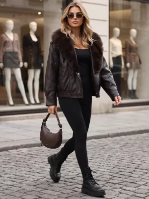 Ženska jakna DSTREET TY6027 RJAVA
