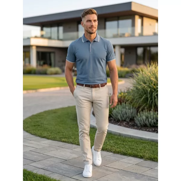  Moška majica s kratkimi rokavi z ovratnikom MALFINI FOCUS 232 DENIM 