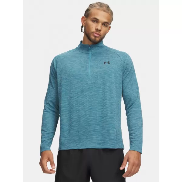  Moška majica s kratkimi rokavi UNDER ARMOUR TECH TEXTURED 1/2 ZIP 1382797-466 MODRA 