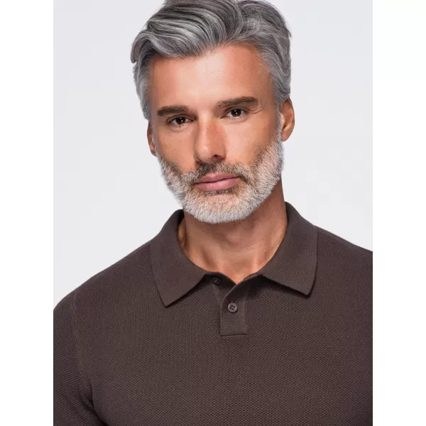  Moška polo majica OMBRE OM-POSS-0178 TEMNO RJAVA 
