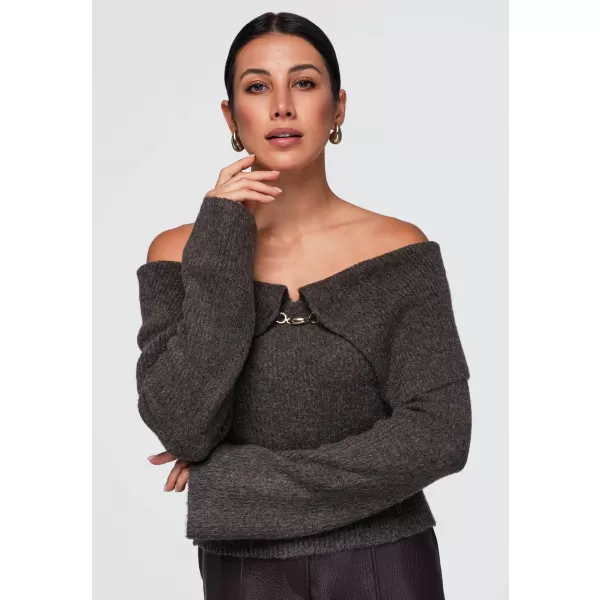  Ženski pulover OMBRE OW-SW-E0011 RJAVA 