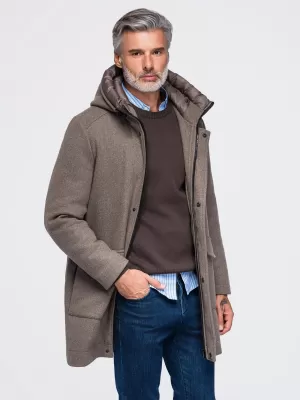 Moška parka OMBRE OM-COWC-0161 PEPELNATO SIVA