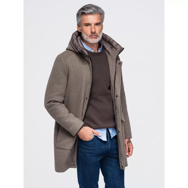  Moška parka OMBRE OM-COWC-0161 PEPELNATO SIVA 
