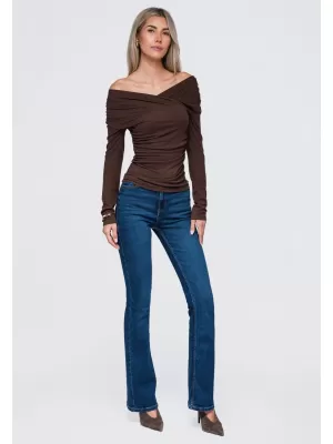 Ženska bluza OMBRE OW-TS-E0088 RJAVA