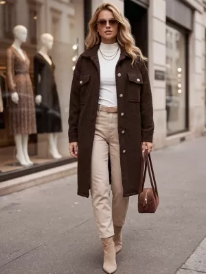 Ženski plašč DSTREET NY0802 RJAVA