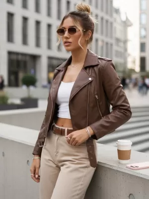 Ženska jakna DSTREET TY5672 RJAVA