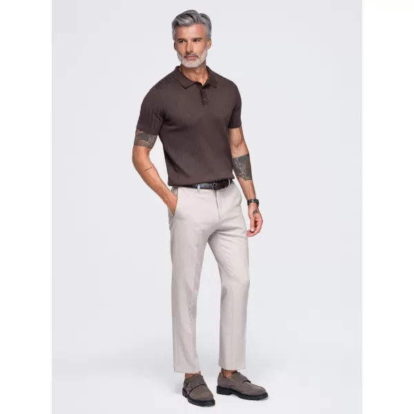  Moška polo majica OMBRE OM-POSS-0180 SVETLO RJAVA 