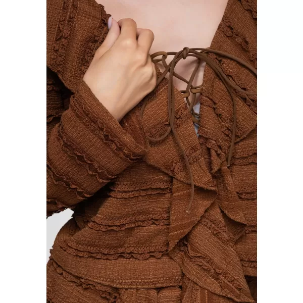  Ženska bluza OMBRE OW-TS-E0067 SVETLO RJAVA 