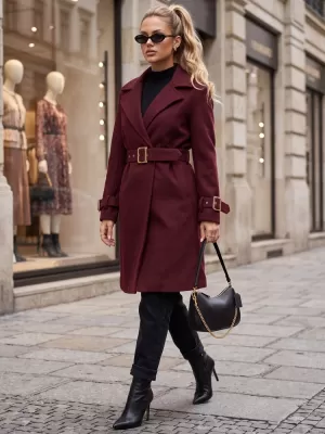Ženski plašč DSTREET NY0786 BORDO