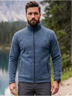 Moški pulover iz mikro flisa MALFINI FACTOR 852 TEMNI DENIM POUDARKI
