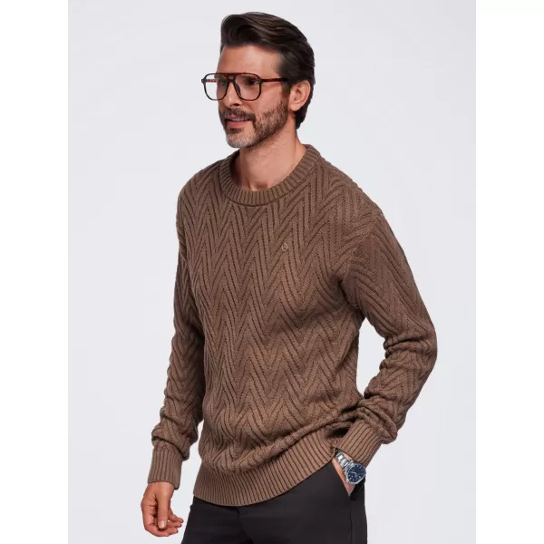  Moški pulover OMBRE OM-SWSW-0190 RJAVA 