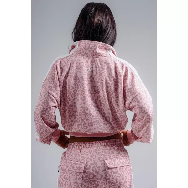  Pulover z zadrgo in leopardjim potiskom NEBBIA PRIMAL 866 ROZA LEOPARD 