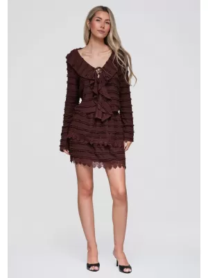Ženska bluza OMBRE OW-TS-E0067 TEMNO RJAVA