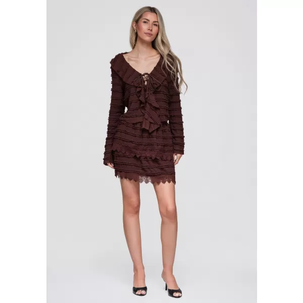  Ženska bluza OMBRE OW-TS-E0067 TEMNO RJAVA 