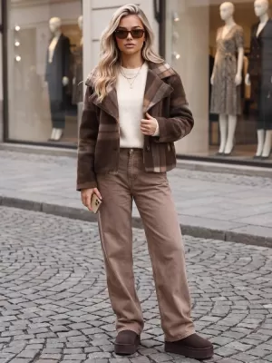 Ženski plašč DSTREET 1 NY0835 RJAVA